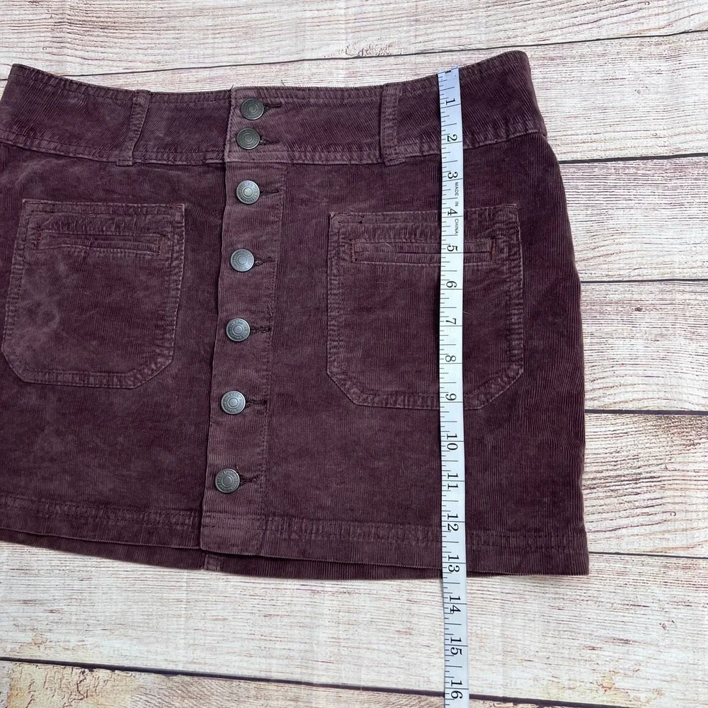We The Free People Joanie Brown Corduroy Button Front Mini Skirt 28 Boho Autumn